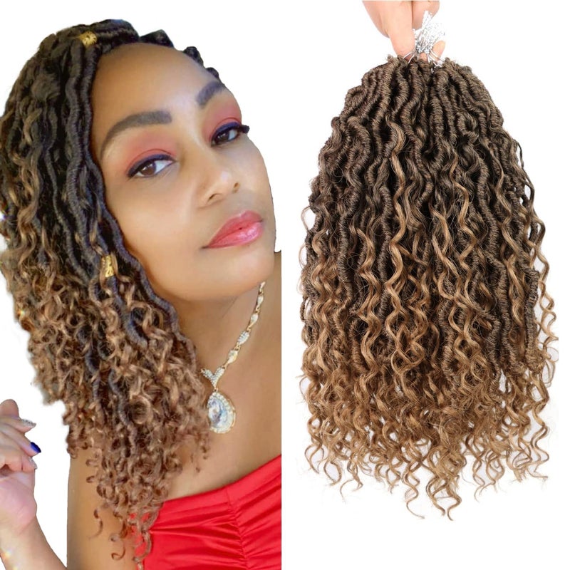 Goddess Locs Crochet Hair for Black Women 12 Inch 7 Packs Soft Faux Locs Crochet Braids with Curly Ends Pre Looped Bohemian Loc 1B27